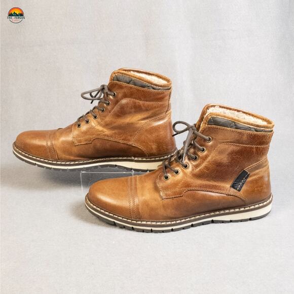 Franco Fortini Blake Chukka Boots Brown Leather Faux Fur Lace-Up Men's Size 13M - Picture 4 of 12